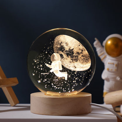 3D Galaxy Crystal Night Light - Planet Lamp, Bedside Decor &🎄 Christmas Gift Idea