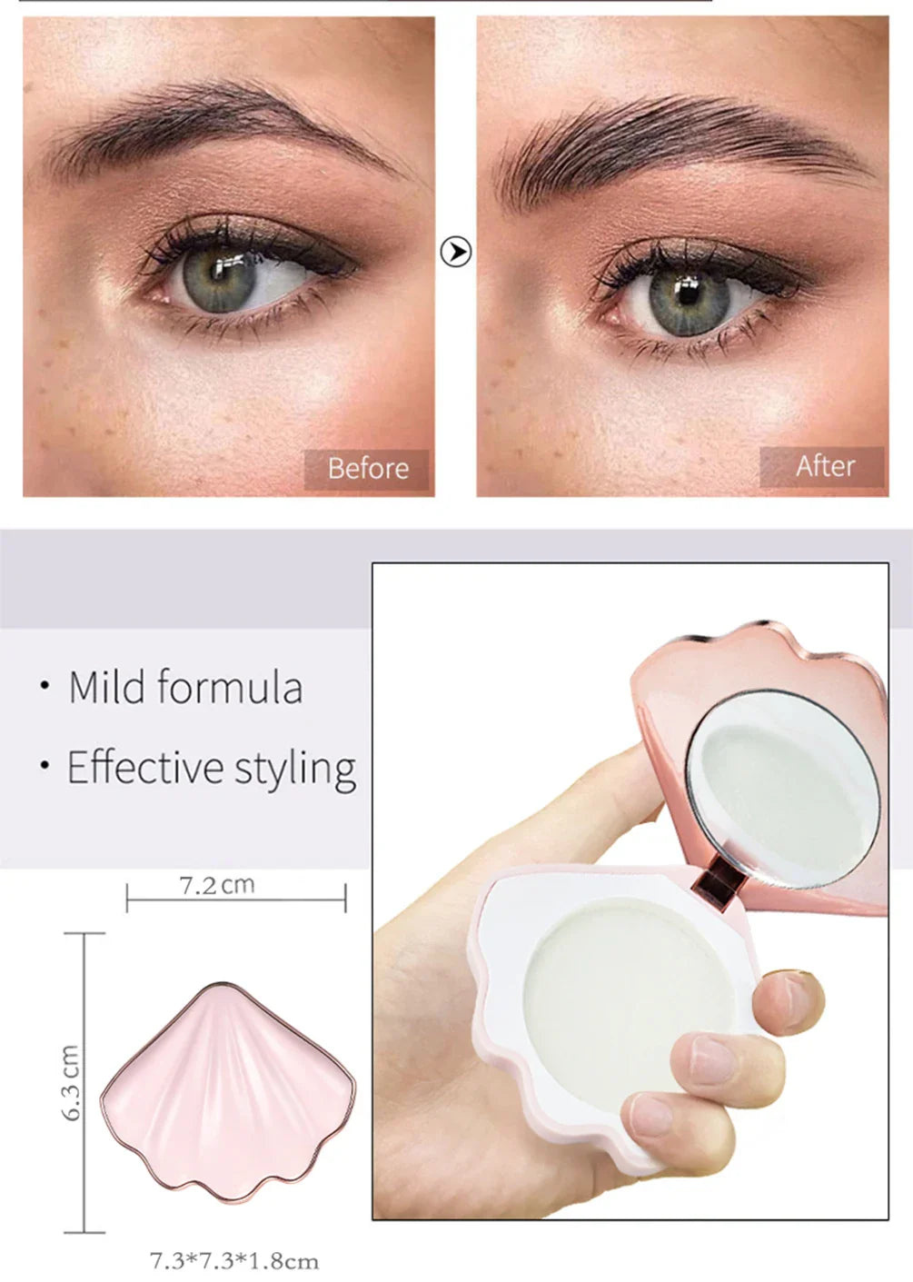 Long Lasting Eye Brow Shaping Waterproof Make Up White Pink Shell Private Label Eyebrow Soap Custom Bulk Makeup Cosmetics Beauty