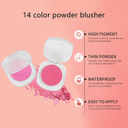 Private Label 15colors Matte Blush Powder Lightweight High Pigmented Long Lasting Waterproof Face Brighten Makeup Bulk Custom