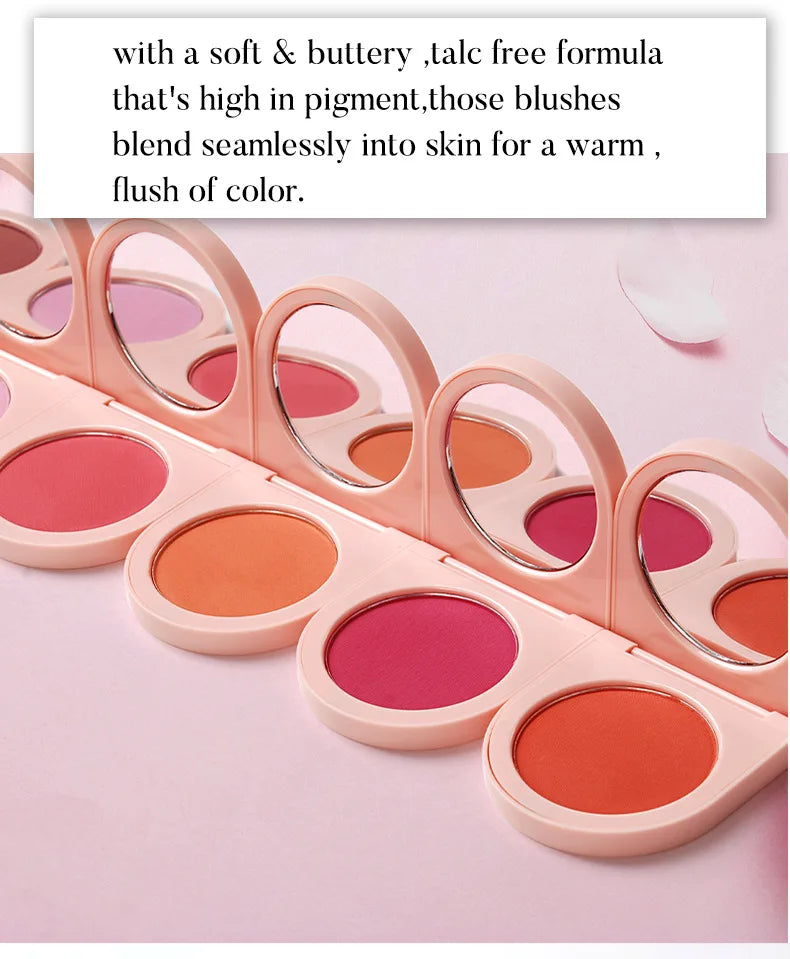 Blush Makeup Palette Custom Logo Mineral Powder Long-lasting Natural Cheek Contour Tint Peach Pink Face Blusher Cosmetics Bulk