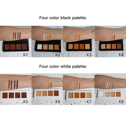 Custom Bulk 4-color Concealer Cream Private Label Moisturizer Long-lasting Contouring Palette Full Coverage Makeup Black White