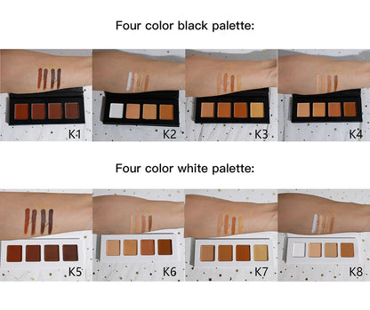 Custom Bulk 4-color Concealer Cream Private Label Moisturizer Long-lasting Contouring Palette Full Coverage Makeup Black White